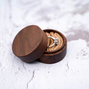 Personalised Round Wooden Ring Box - S02