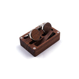 personalised wooden cufflinks and tie clip set