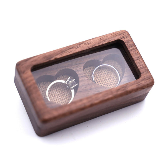 Wooden Ring Box - Clear Lid - S01