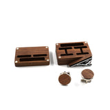 personalised wooden cufflinks and tie clip set