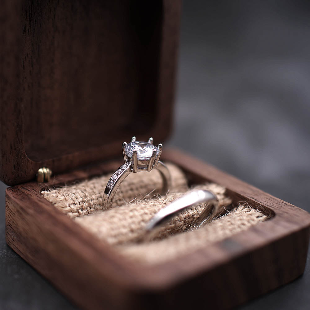 Personalised Square Wooden Ring Box - S01 – Tiny Bee