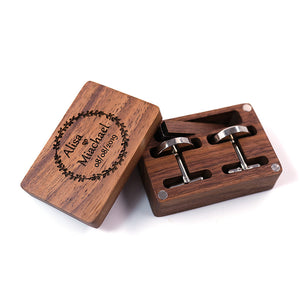 personalised wooden cufflinks and tie clip set