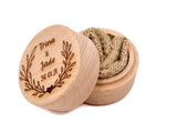 Personalised Round Wooden Ring Box - S01
