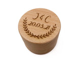 Personalised Round Wooden Ring Box - S01