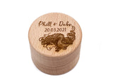 Personalised Round Wooden Ring Box - S01