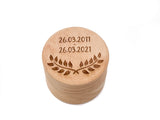 Personalised Round Wooden Ring Box - S01