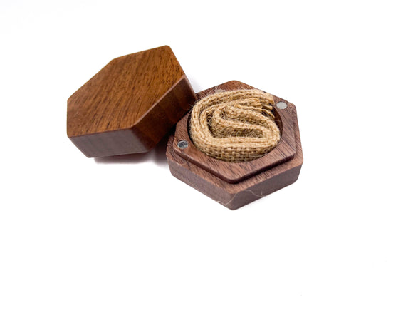 Personalised Hexagon Wooden Ring Box - S02