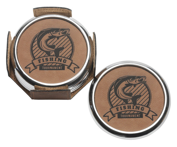 Personalised Leatherette Coaster Set - Round – LC201