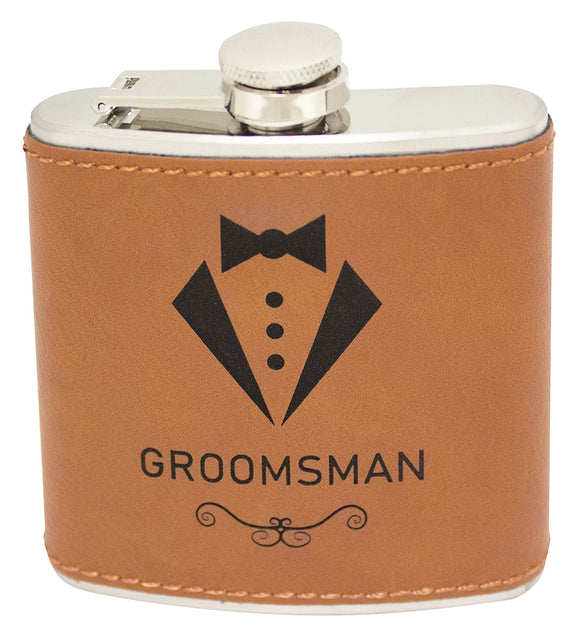 Personalised Flask with Rawhide Leatherette