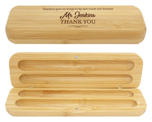 Personalised Bamboo Pen Box – Double